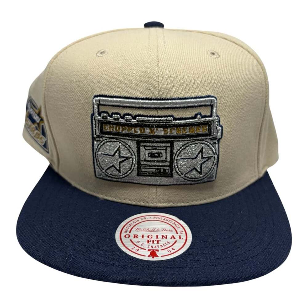 Cream/Navy Houston Astros MLB x DJ Screw Boombox Snapback Hat,